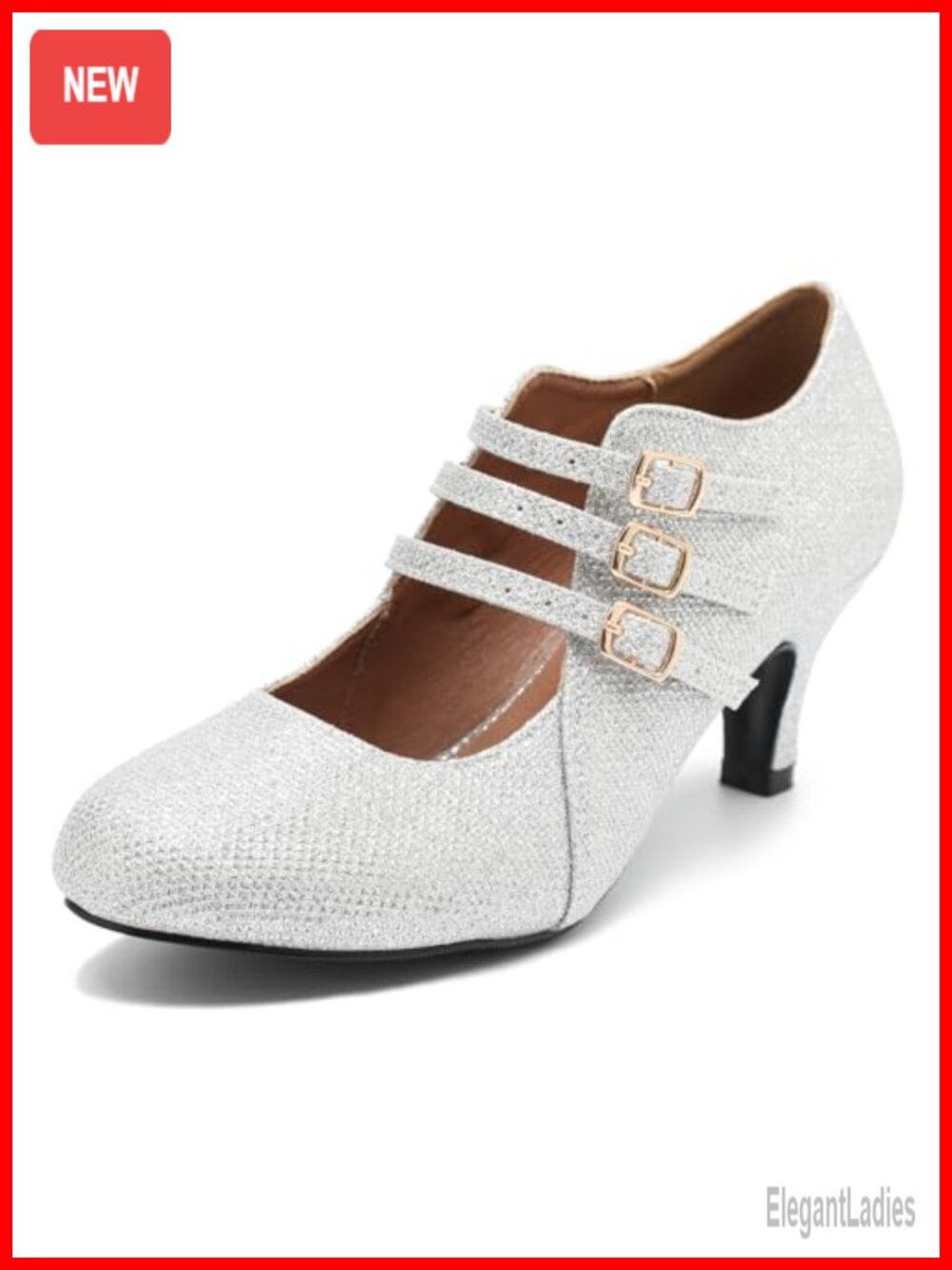 Low Heel Mary Jane Pumps Round Toe Faux Leather